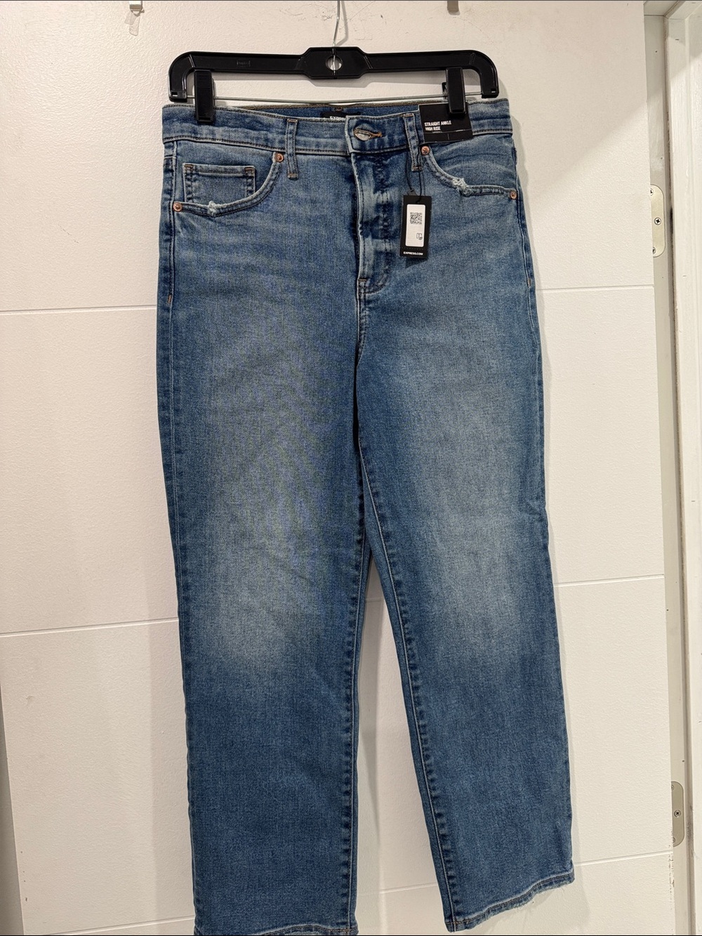 Express Straight Ankle High Rise Jeans Conscious Edit Medium Wash Womens 6S